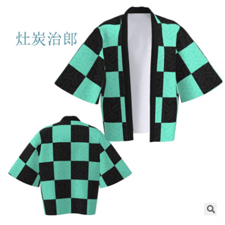 万圣节动漫鬼灭之刃Demon Slayer大人儿童装炭治郎祢豆子印花和服|undefined
