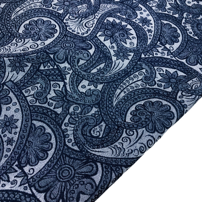 Quality Jacquard Chinese Style Denim Retro Outwear Dress Pants Fancy Cashew Flower Jacquard Denim