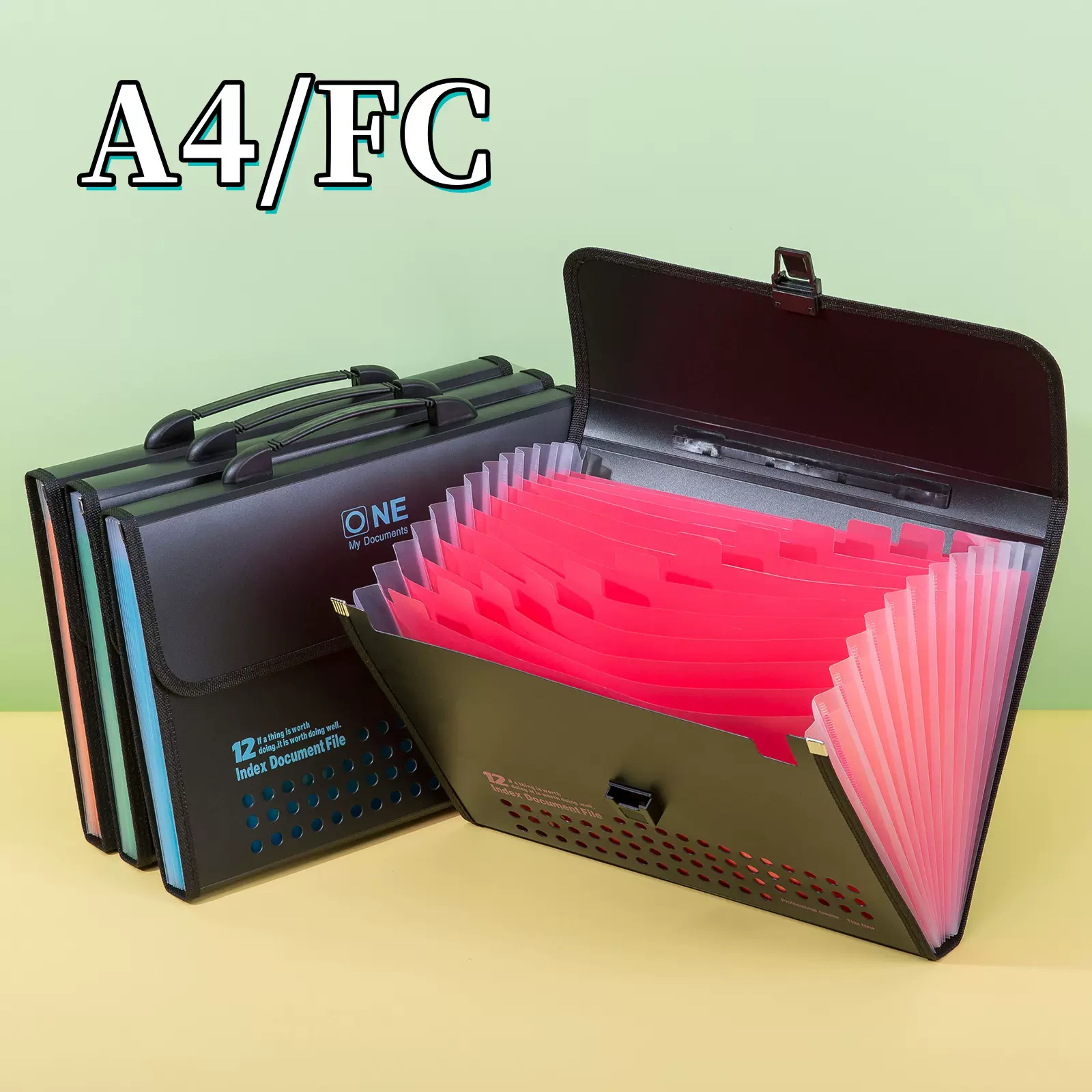 A4多孔文件夹风琴包FC炫酷试卷曲谱收纳夹大容量办公文件收纳包