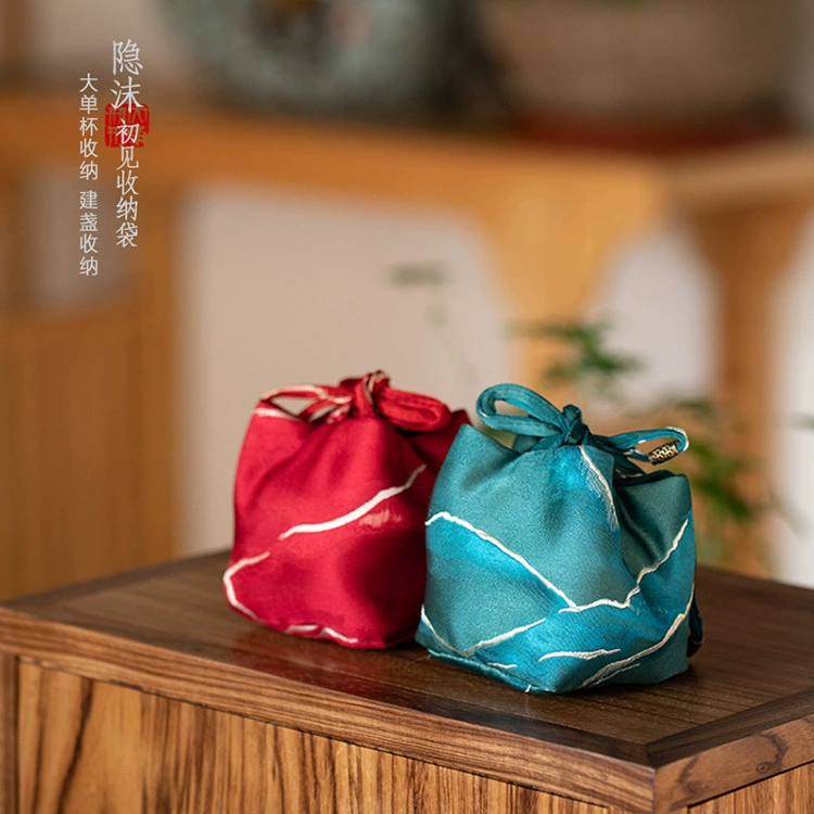 Керамический чайный сервиз в мешочке на завязках для одной чашки, изготовлен из высококачественной тканой ткани, можно вышивать логотипом, экологичный и герметичный.