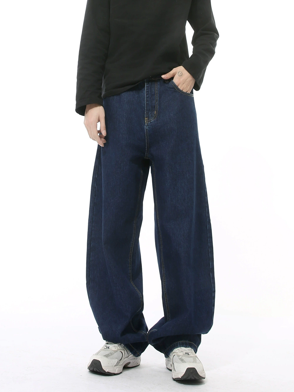 Wide-Leg Jeans (MTLCLOTHES) Korean Style, Water-Washed Denim, Casual Loose Fit