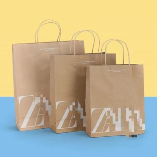 Spot Imported Kraft Paper Rope Paper Bag Kraft Paper Handbag Clothing Shopping Bag