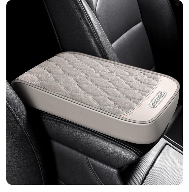 Car Armrest Box Heightening Pad Nappa Leather Center Armrest Cover