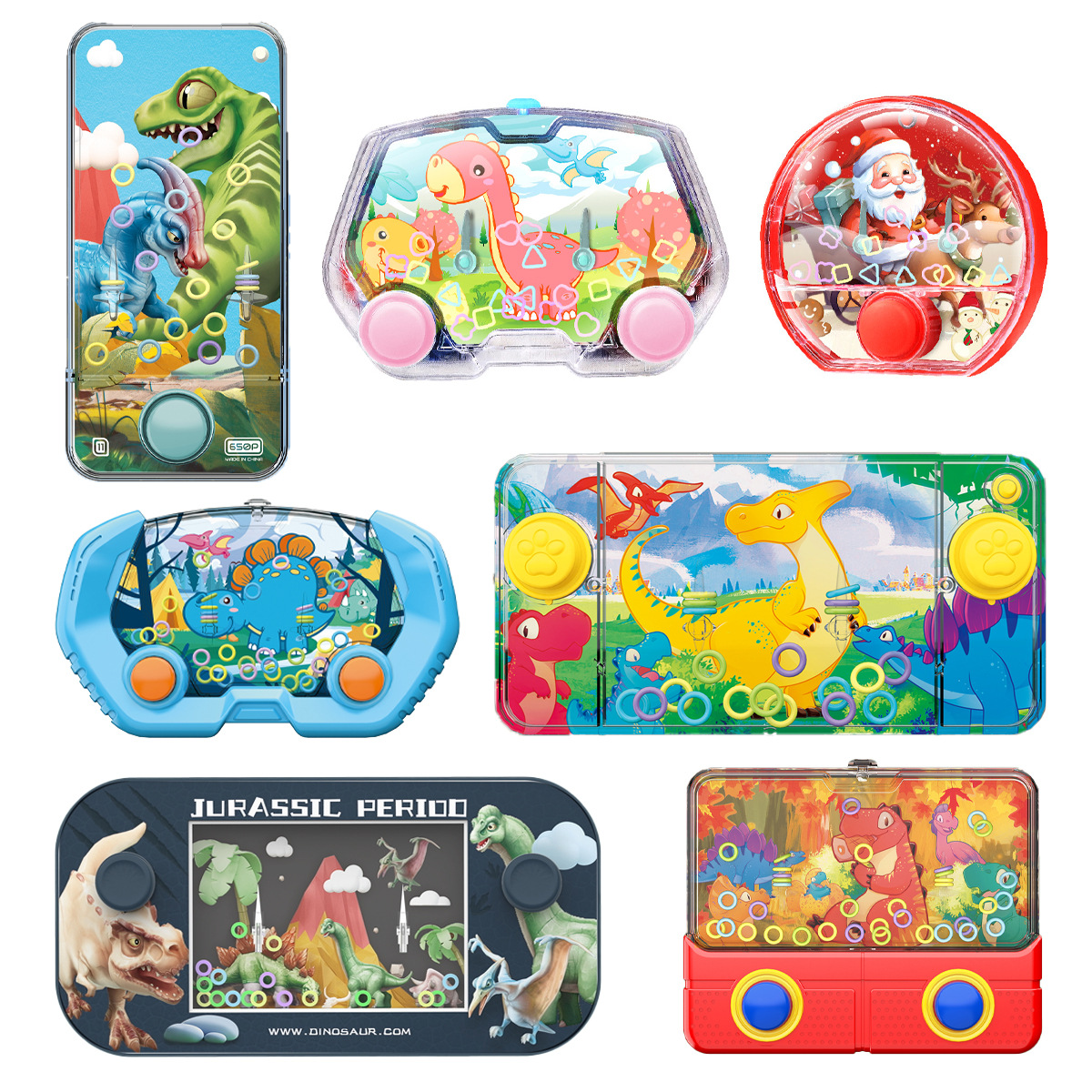 Máquina de agua de anillo transfronterizo juguete máquina de juego portátil de Navidad dinosaurio watergamepsp puesto juego móvil regalo