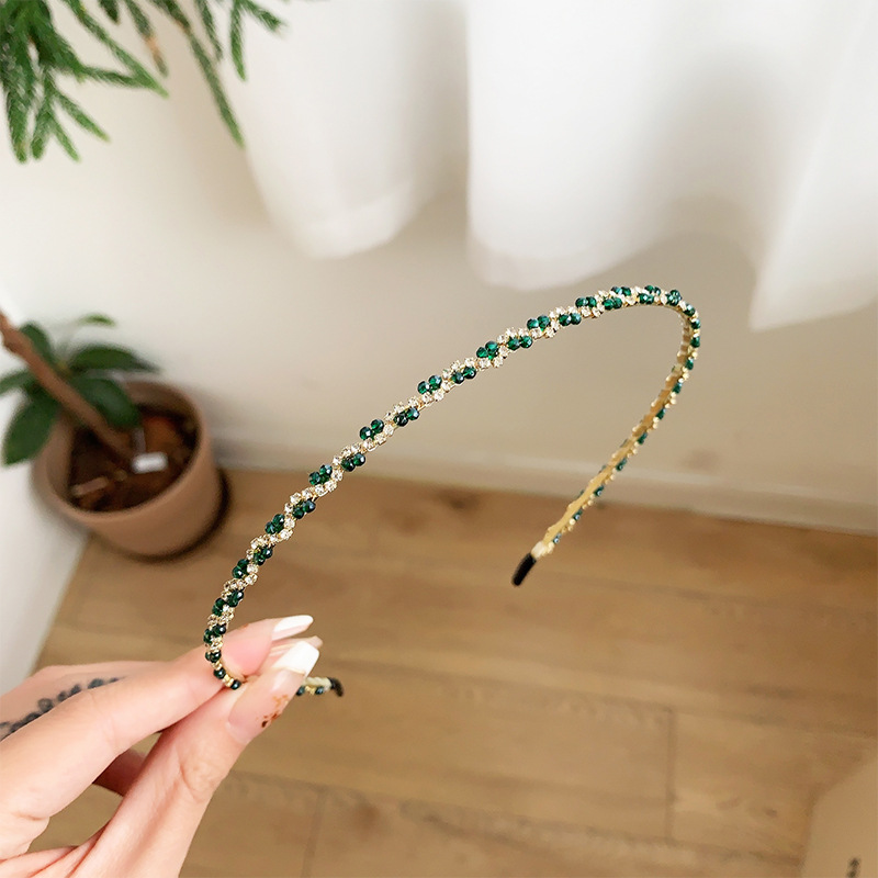European American Style High-end Rhinestone Headband Women, Niche Minimalist Sparkling Diamond For Going Out And Taking_voghion.com