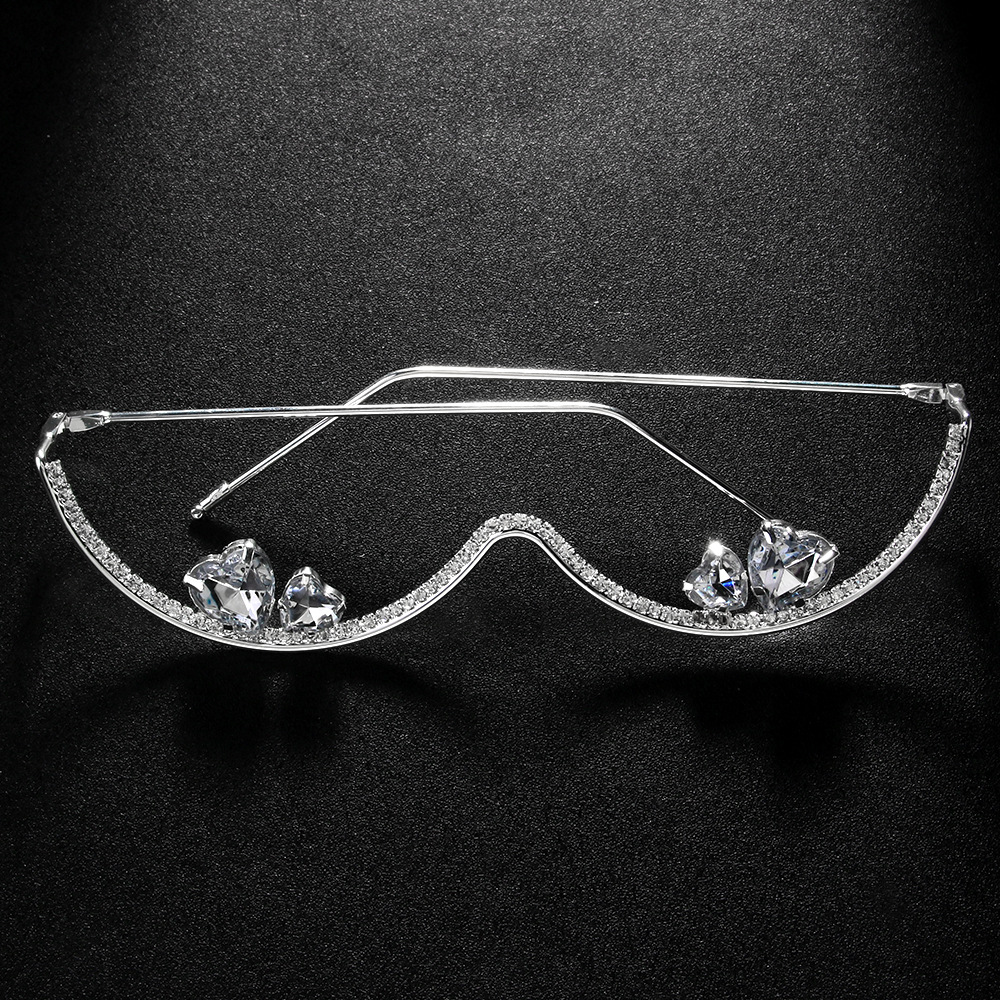 1 Piece Quantity 1 Piece Glam Novelty Heart Shape Rhinestone Women's Glasses