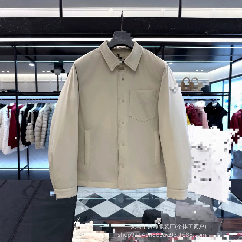 Cross-border P-brand down jacket 2026 Re-Nylon technology recycled nylon lapel shirt-style goose down jacket