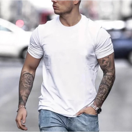 Fashion Men's T-shirt Large Silhouette Loose 3D Printing Sports And Leisure Slim-fit Crew Neck Short-sleeved T-shirt_viptrois.com