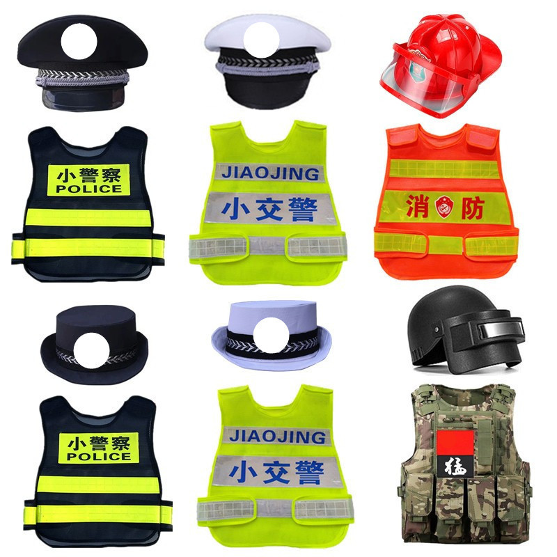 Children's role playing little police reflective vest little traffic police suit toddler performance costume male little fireman vest
