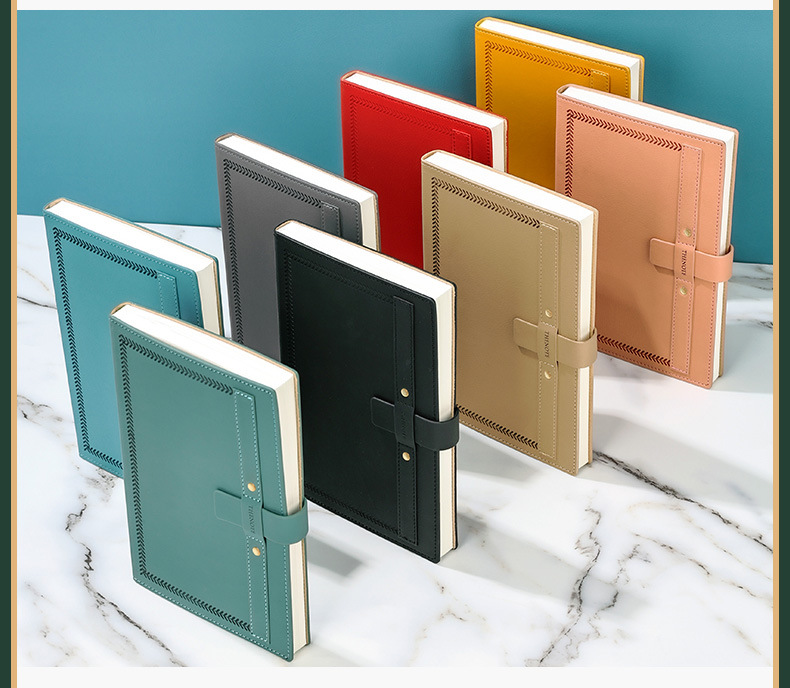 1 Piece Solid Color Class Learning Pu Leather Retro Notebook display picture 1