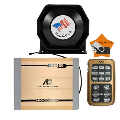 Car wireless alarm siren MP3 siren amplifier high-pitched speaker + octagonal horn