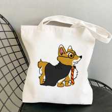 Corgi Canvas Tote Bag 卡通柯基大容量学生手提单肩帆布包购物袋