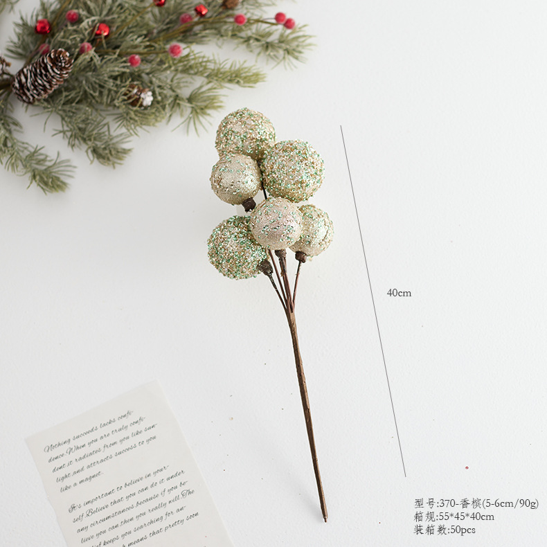 Decoración del árbol de Navidad frutas botellas de champán rojo verde enchufado decoración de escritorio colgante polvo adhesivo ramo de sequillas