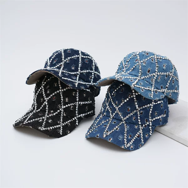 Cross-border hole washed cowboy hat drill baseball cap retro peaked cap old sun hat curved brim hat