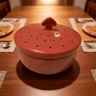 外贸热销带孔陶瓷煎饼保温锅面包盒 Ceramic Tortilla Warmer