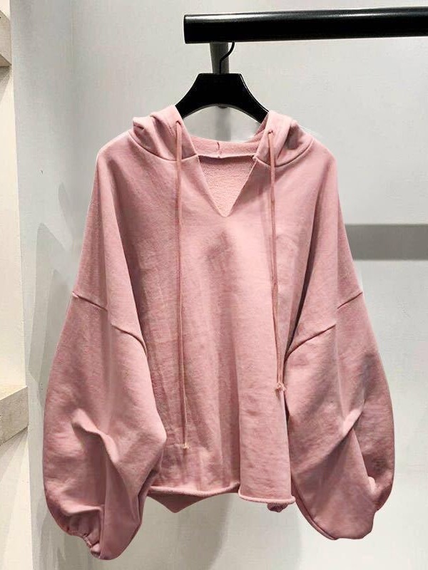 2025 Autumn and Winter Sweaters Women's Large Size Thin Bf Lazy Style V Neck Hooded Korean Style Batman Loose Top 2025 Autumn and Winter Sweaters Women's Large Size Thin Bf Lazy Style V Neck Hooded Korean Style Batman Loose Top