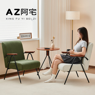 Antique Ash Wood Single Sofa Chair Vintage French Style Removable and Washable Living Room Hotel Homestay Casual Solid Wood Chair