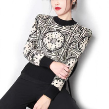 欧货重工太阳花钉珠毛衣女 时尚半高领内搭宽松针织衫打底衫上衣
