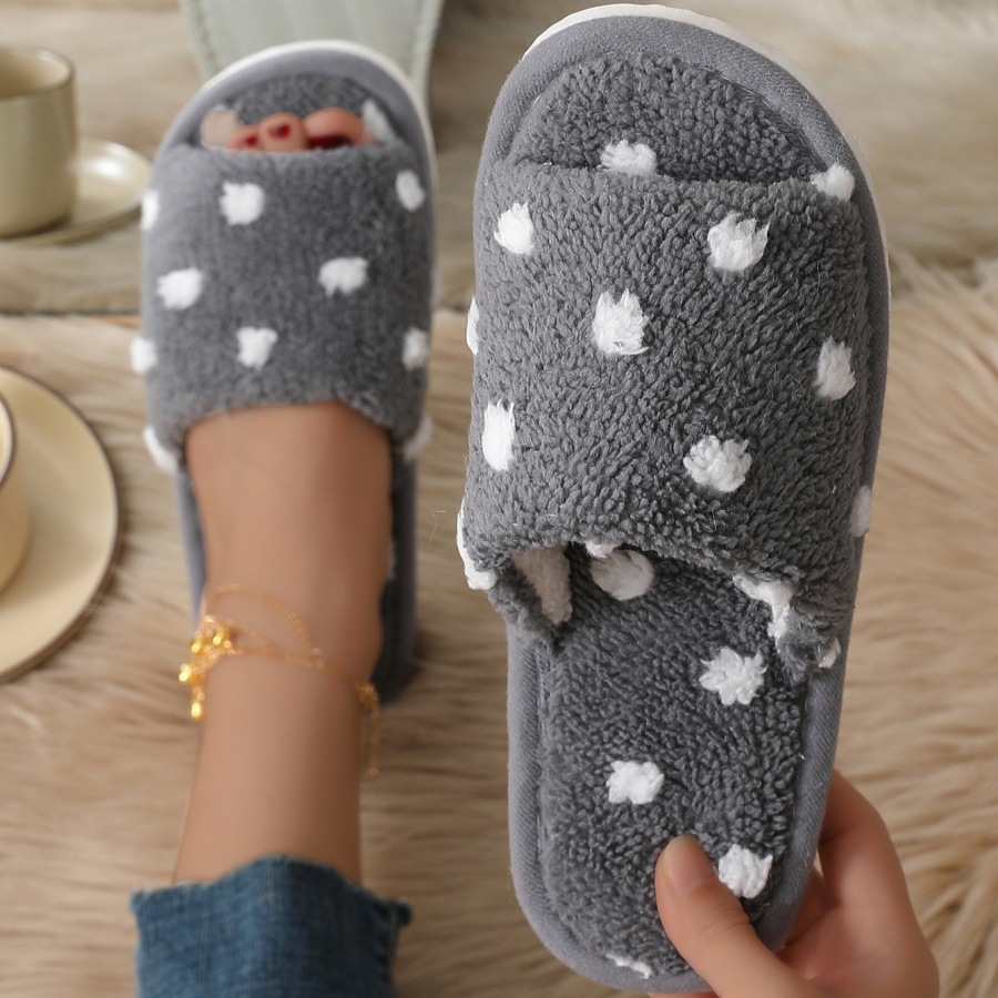 punto de onda transfronterizo cruzado zapatillas de algodón de dedo abierto interior mujer casa antideslizante silencioso fábrica de zapatillas suaves al por mayor