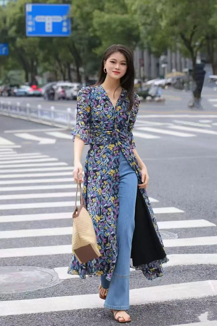 Đầm maxi nữ thắt eo họa tiết hoa nhí kiểu Pháp — Hồng anh đào mộng mơ chi tiết 14