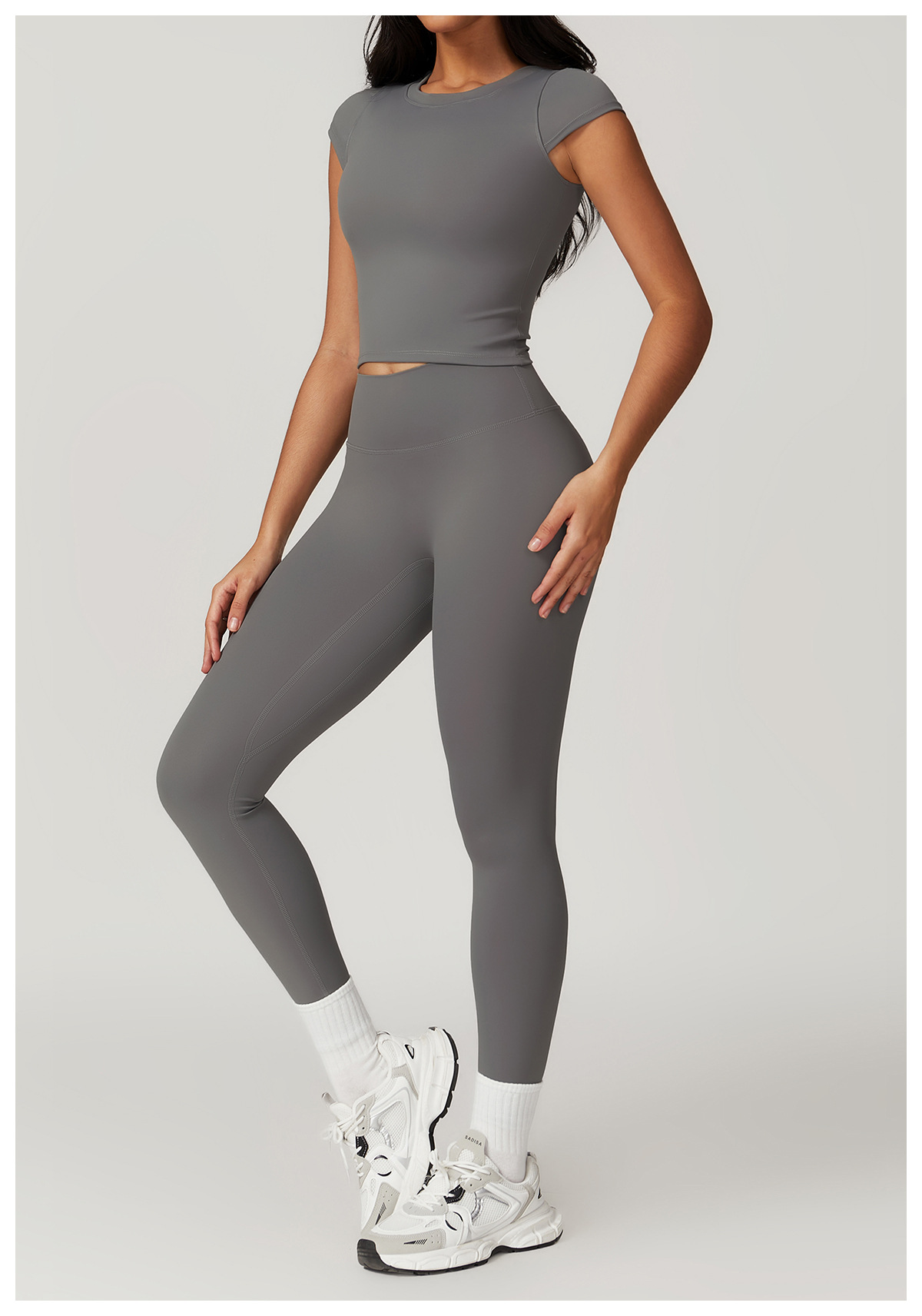 Women's Sport Style Solid Color Nylon Spandex Round Neck Tracksuit Vest Leggings display picture 62