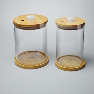 Douyu Tank Cylindrical Tank Small Bamboo Lid with Light Micro Landscape Bottle Transparent Glass Life Tank with Switch Ornamental