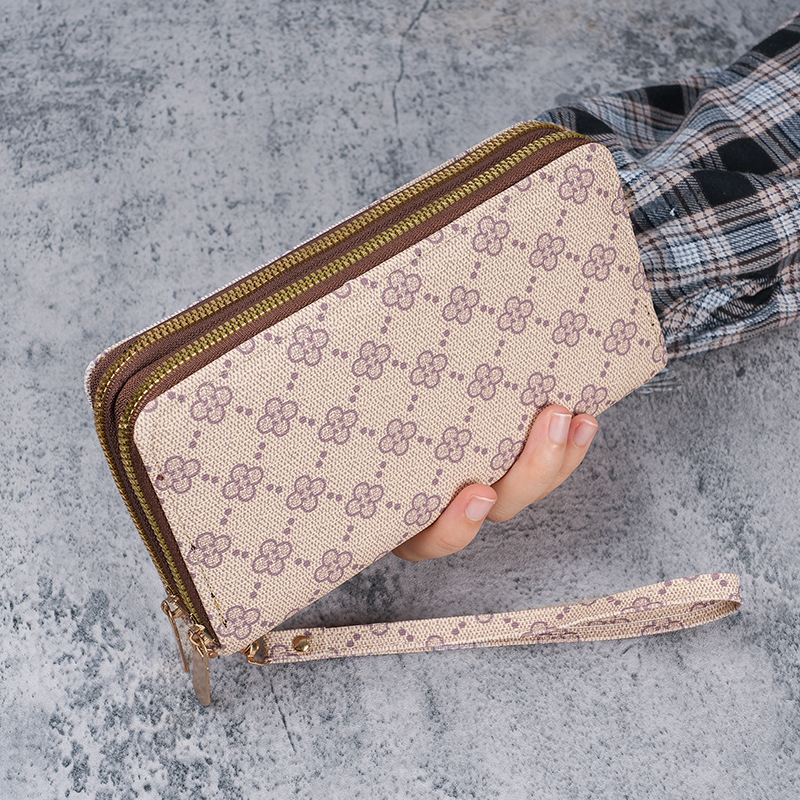 Women's Long Wallet Fashionable Gradient Color Double Zipper Clutch Unique Style Multi Card Slots_voghion.com