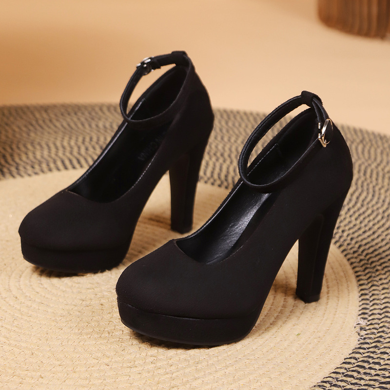 High Heels Women's Thick Heel European Station Shoes Black 2023 Autumn New Fashion Buckle Shallow Mouth European and American Single Shoes for Women High Heels Women's Thick Heel European Station Shoes Black 2023 Autumn New Fashion Buckle Shallow Mouth European and American Single Shoes for Women