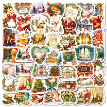 50张暖暖的圣诞卡通涂鸦贴纸温馨氛围感蜡烛DIY行李箱笔记本贴纸