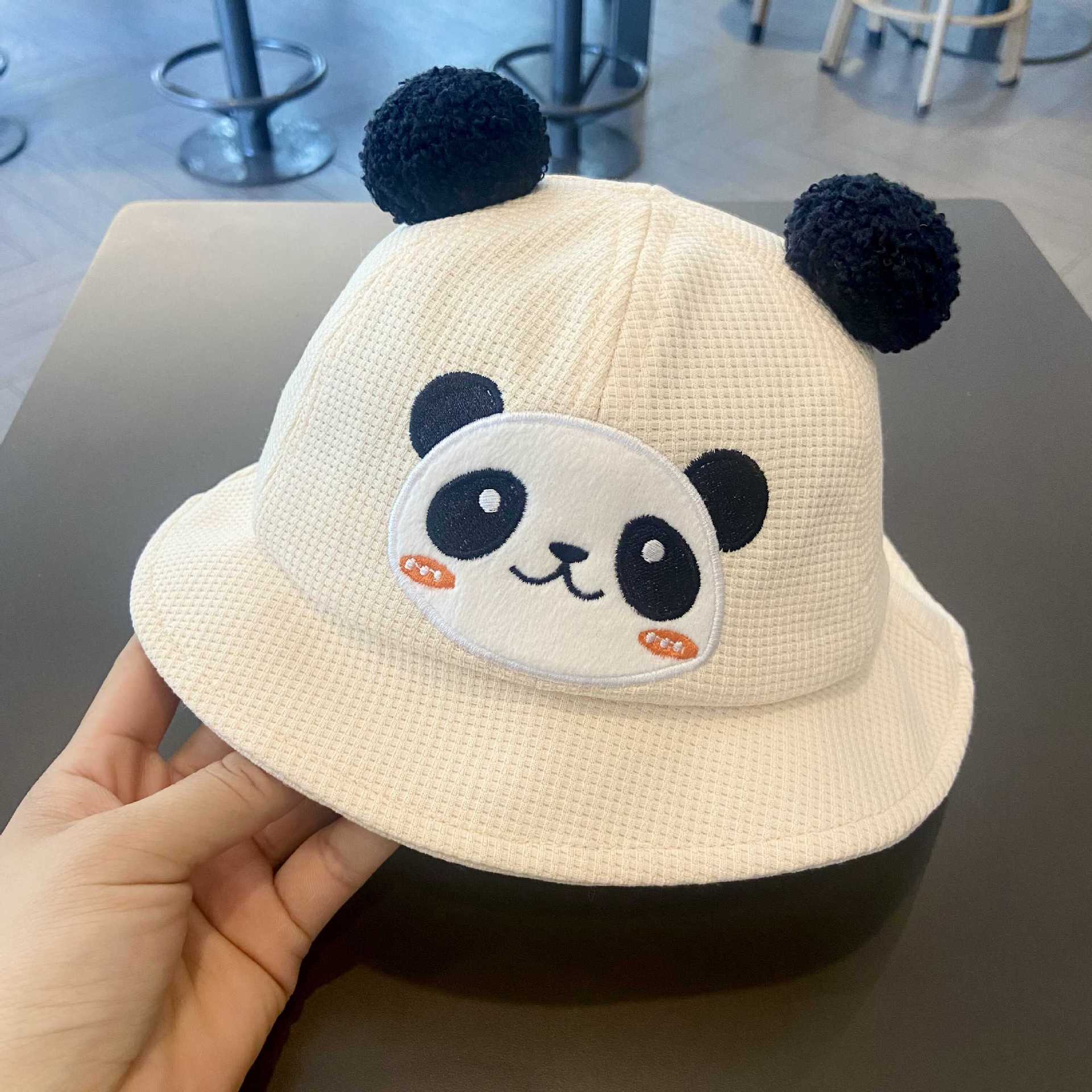 Sombreros para bebés primavera y otoño lindos super lindos niños panda sombrero para bebés coreanos sombrero de pescador de sombrero para niños de otoño