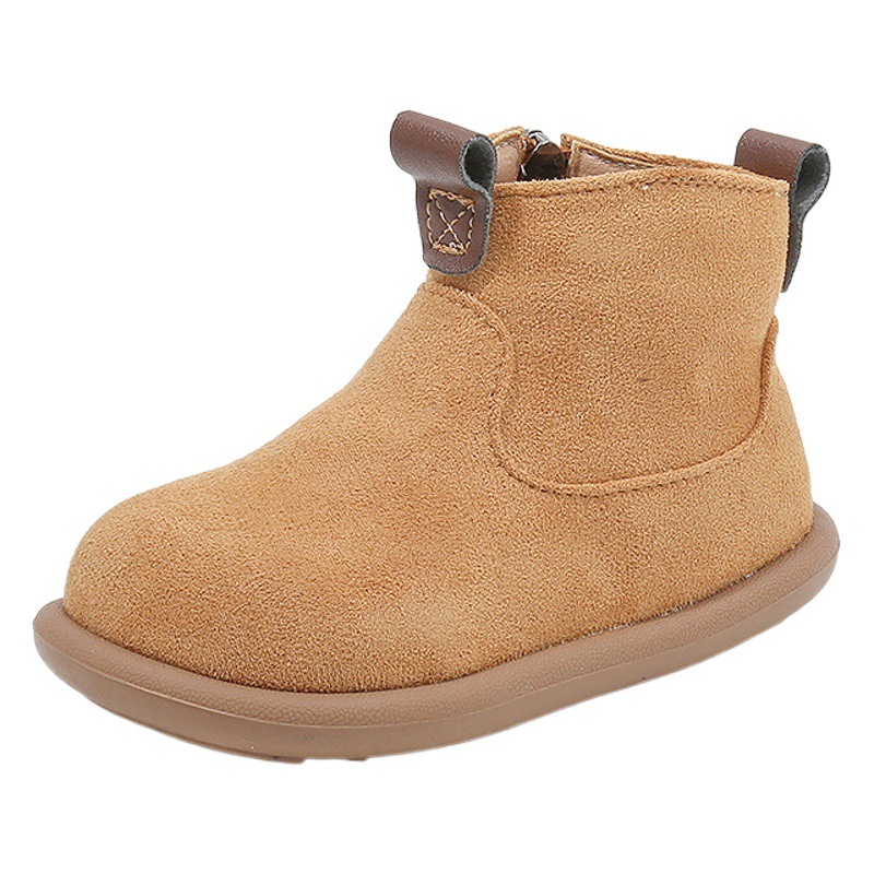 Children's fleece-lined Martin Boots Winter New Girls All-match Maillard Cotton Boots British Style Boys Solid Color fleece-lined Cotton Boots