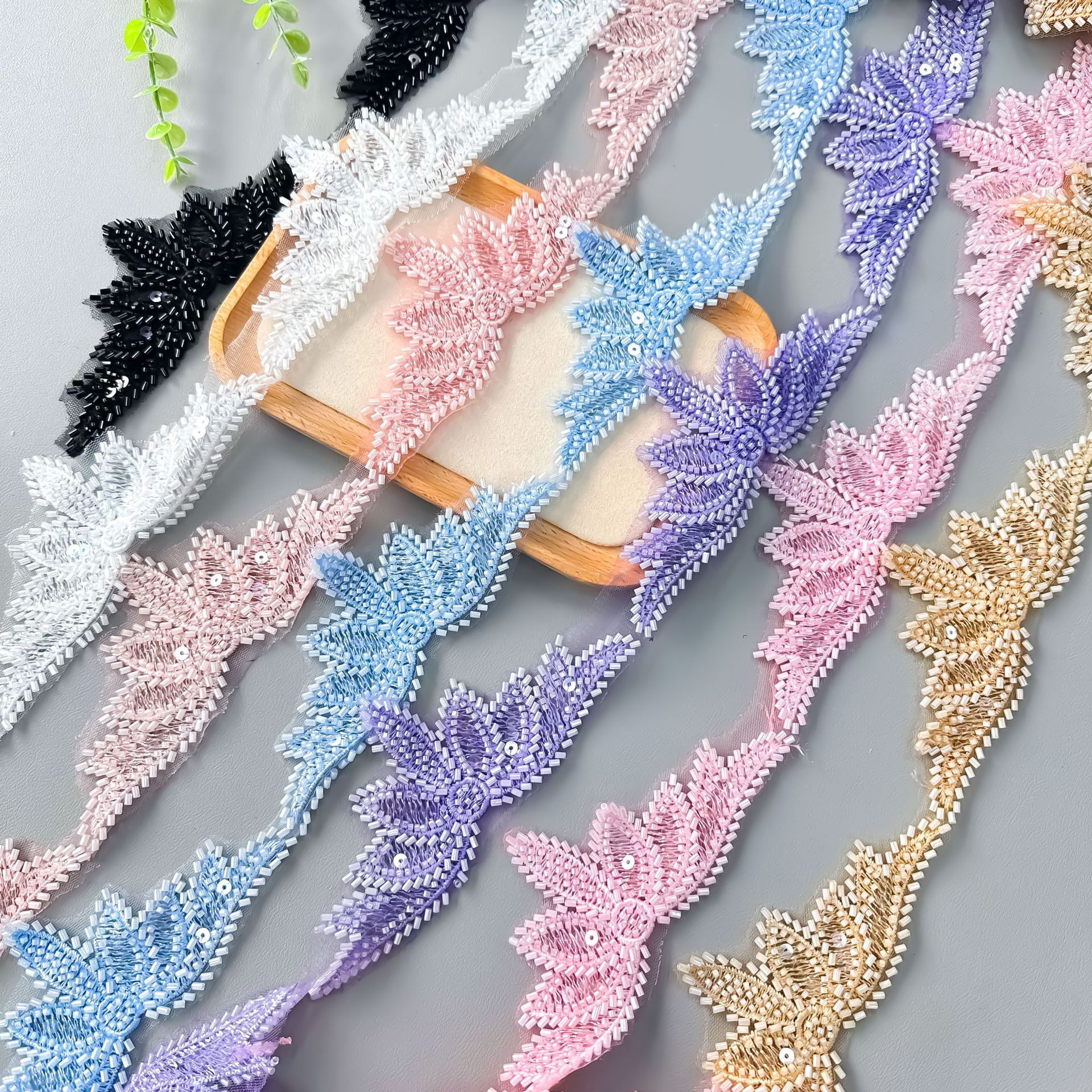 7cm estereoscópico encaje tubo de perlas sequin accesorios multicolores diy vestido de boda vestido de baile cortina accesorios de ropa