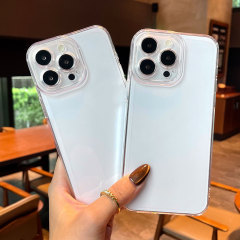 iPhone15PRO 透明ストレートエッジ保護ケース Apple 16PRO 細穴エンジェルアイ透明携帯電話ケースに適しています。