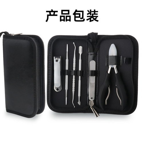 Manufacturer's stainless steel nail groove hawkbill pliers 6-piece set, dead skin scissors, nail scissors, nail file, nail picker, manicure set