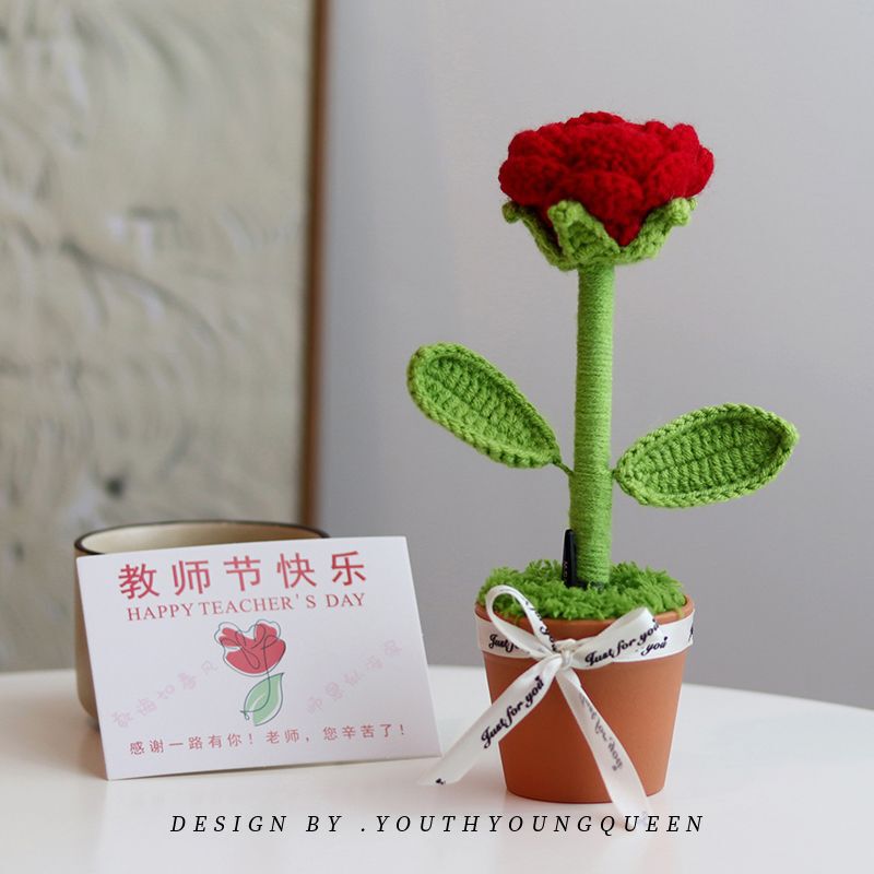 教师节礼物手工成品仿真向日葵花束盆栽花笔红色笔送老师实用|undefined