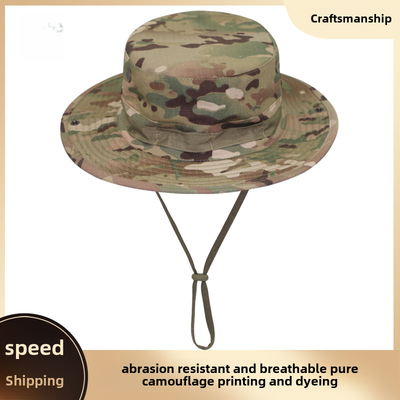 Camouflage Bennie Hat Sun Hat Summer Men's Outdoor Riding Round Rim Hat Fishing Hat Mountaineering Hat Sunscreen Hat