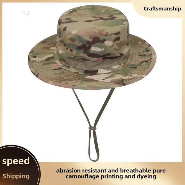 Camouflage Bennie Hat Sun Hat Summer Men's Outdoor Riding Round Rim Hat Fishing Hat Mountaineering Hat Sunscreen Hat