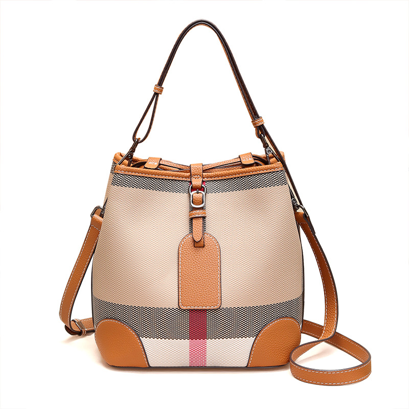 2023 New Classic Checker Bag Rete Borsa a secchiello in pelle rossa Borsa a tracolla Borsa da donna alla moda di alta qualità_voghion.com