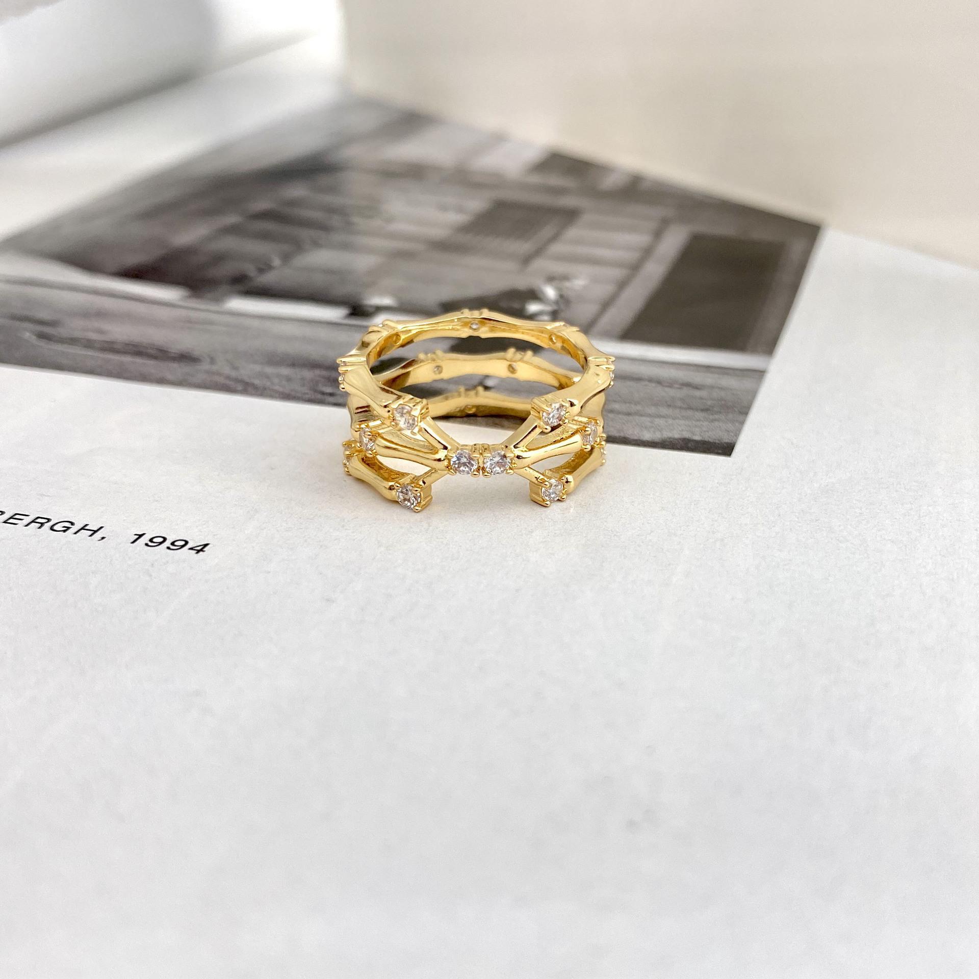 Fashion Geometric Copper Plating Zircon Open Ring