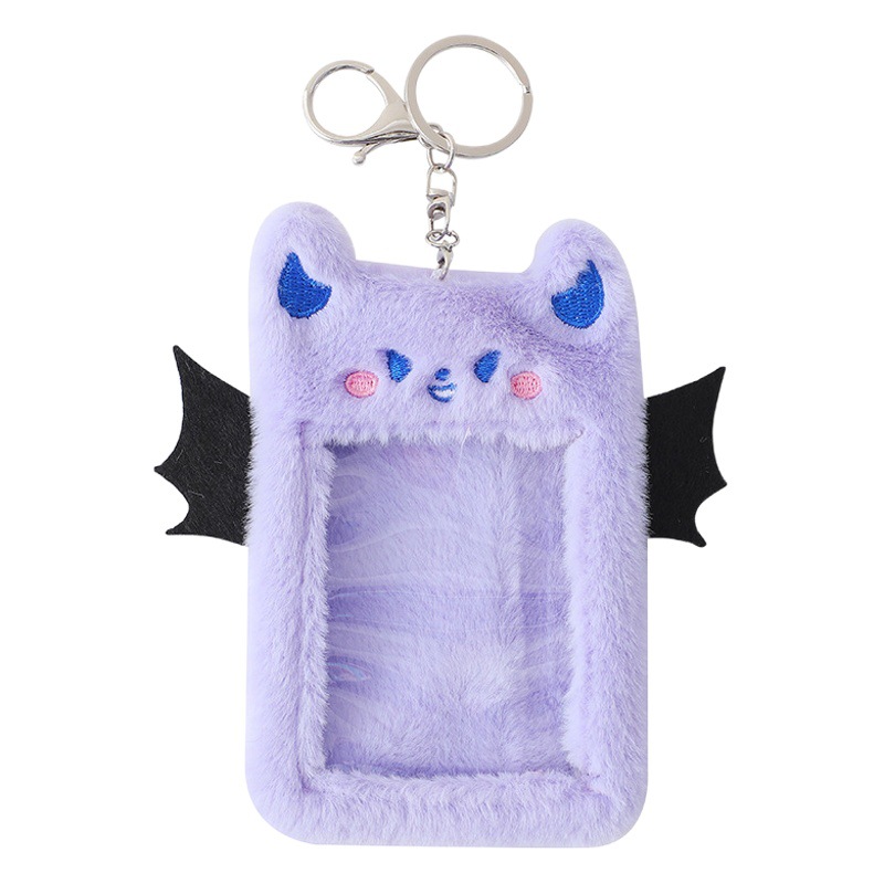 Chica púrpura con alas diablo felpa tarjeta titular estudiante aidou pequeña tarjeta pantalla colgante tarjeta titular persiguiendo estrella Goo tarjeta titular