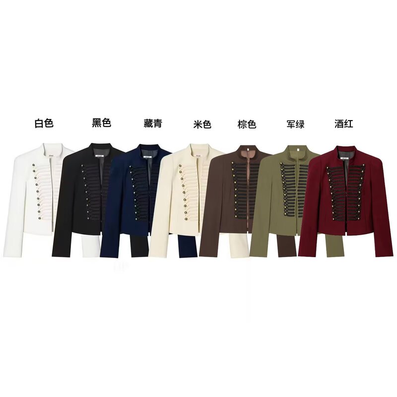 Cross-border women's clothing 2026 autumn and winter new style European and American fashion elegant slim-fit blazer with shoulder pads 4840798 Cross-border women's clothing 2026 autumn and winter new style European and American fashion elegant slim-fit blazer with shoulder pads 4840798