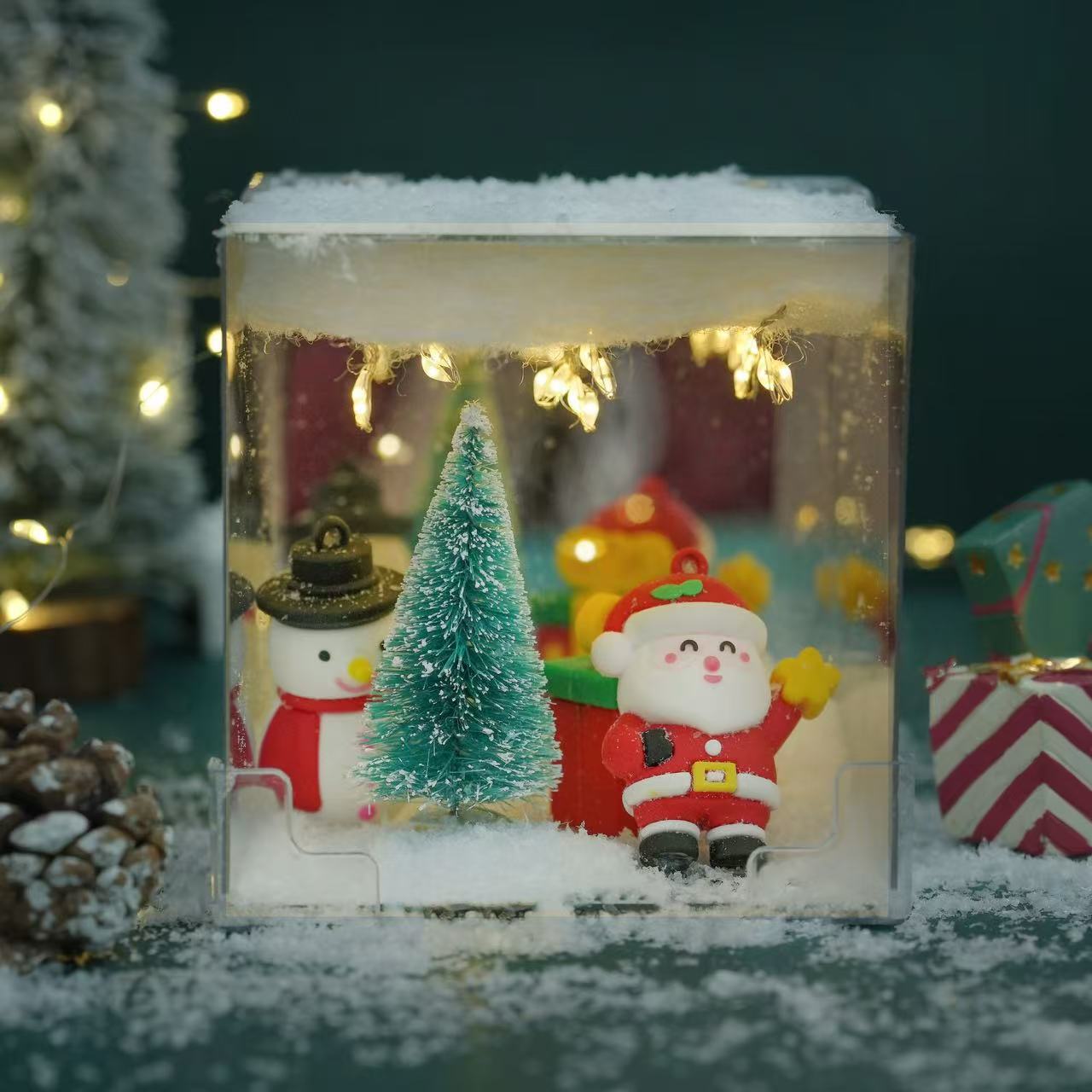 Día de San Valentín Romántico hecho a mano DIY Dios de la riqueza Cubo de Rubik Luz de noche Espejo Material creativo Ambiente Mesa de luz de noche de Navidad