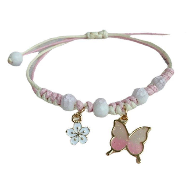 Новый мультяшный браслет с бабочкой и цветком, женский студент, детский подарок для подруги, трансграничные маленькие украшения, оптовая продажа