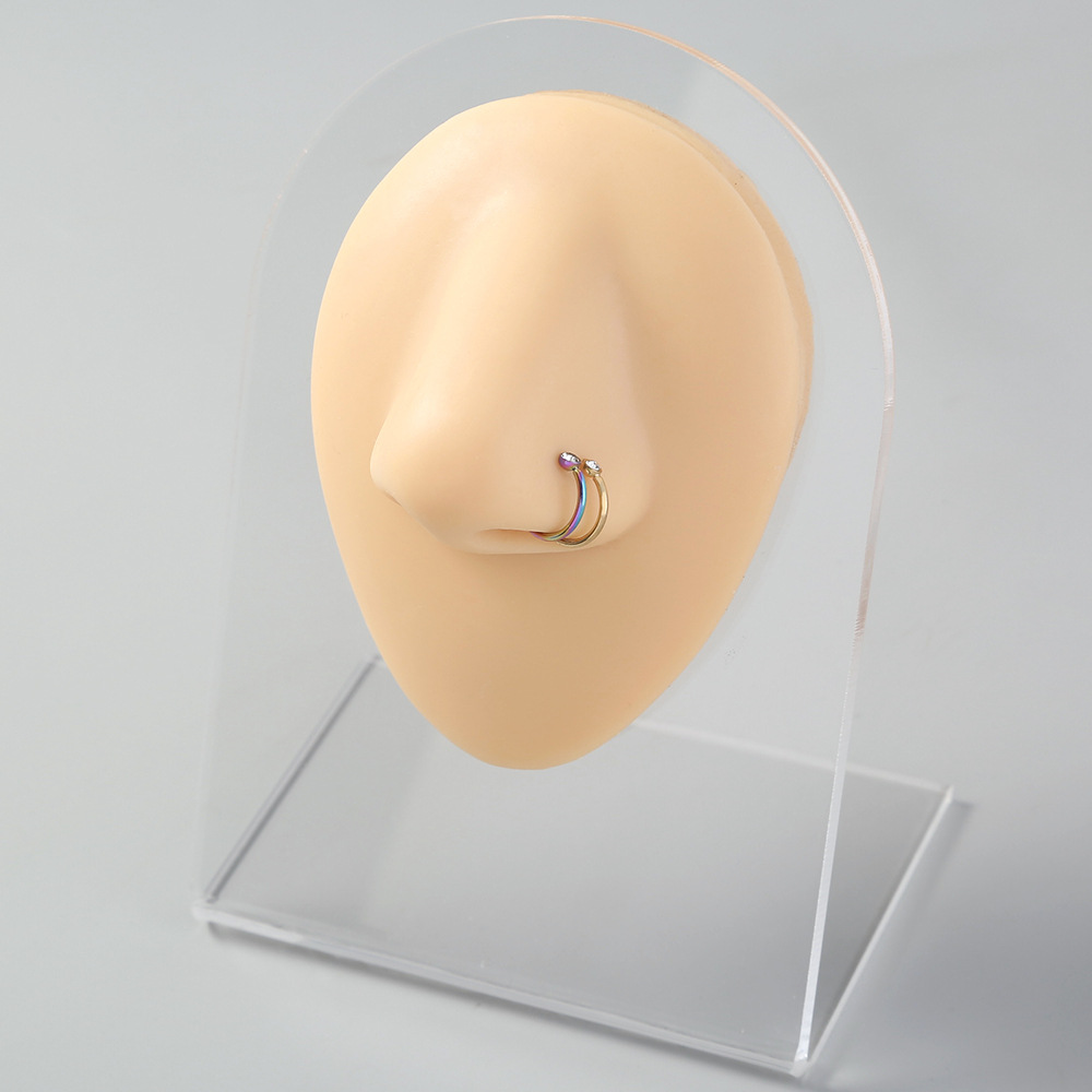 Anneau de nez en acier inoxydable en forme de C avec ongles de nez en diamant faux bijoux d39anneau de nezpicture1