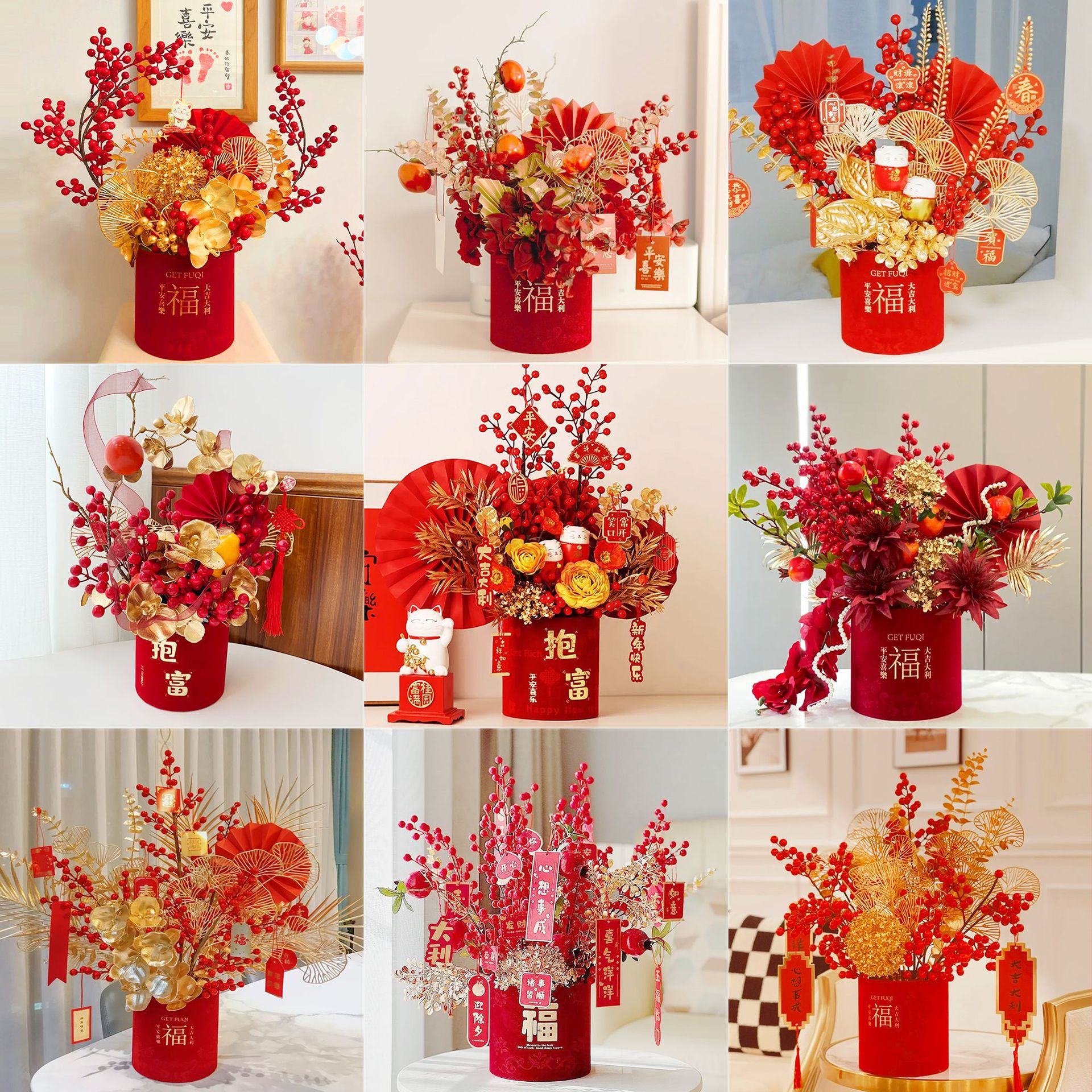 Año Nuevo personalizado paquete de regalos de productos terminados Boche de Año Nuevo Boche de flores Festival de Primavera Fiesta de Primavera