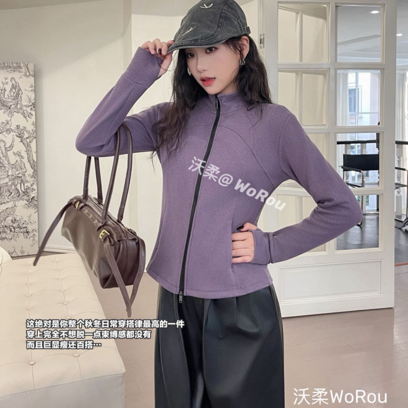 沃柔WR218半冬礼馨三山衣立领外套保暖防风外穿瑜伽显瘦卫衣女士|undefined