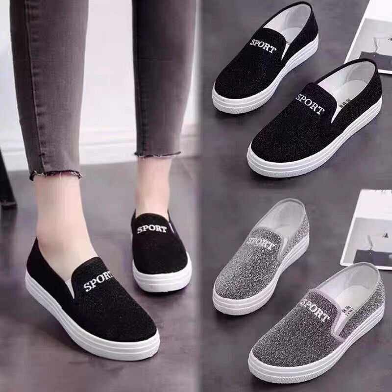 Spring and Autumn Old Beijing Cloth Shoes Women's Flat Shoes All-match Canvas Shoes Slip-on Casual Lazy Student Shoes Women's Sneakers