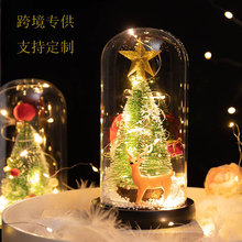 跨境货源亚马逊圣诞节创意礼品雪松橱窗装饰LED灯玻璃罩摆件小鹿