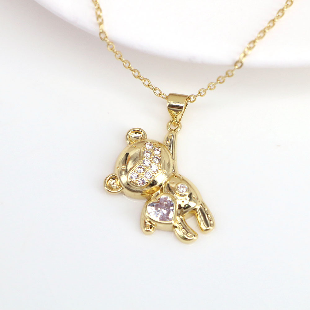 Fashion Bear Copper Necklace Zircon Copper Necklaces