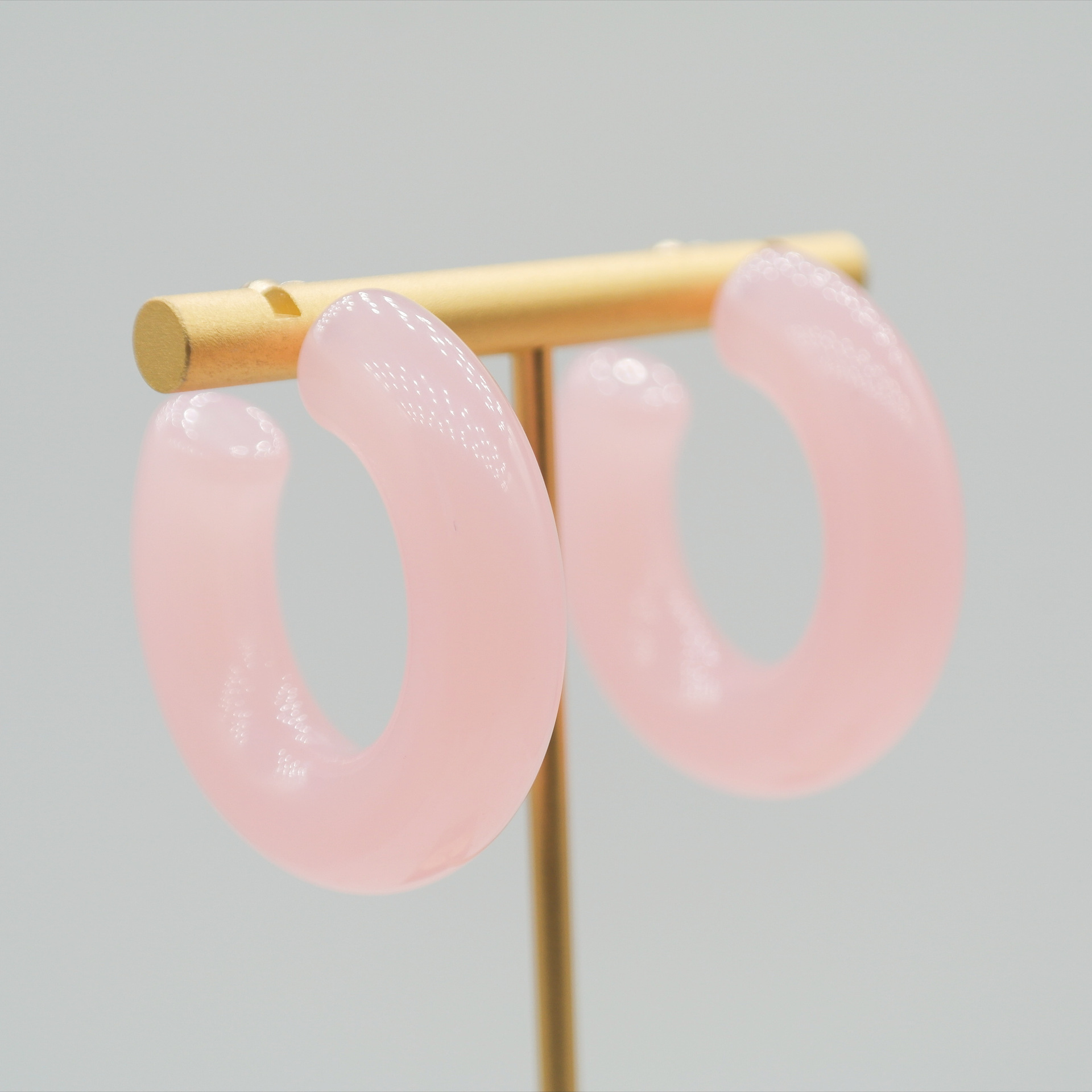 Women's Gender Stoving Varnish Design 1 Pair Elegant Sweet Solid Color Stoving Varnish Arylic Hoop Earrings